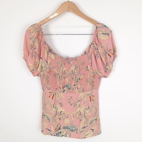 Anthropologie Sanctuary Tropical Floral Print Front Tie Blouse - Picture 12 of 12